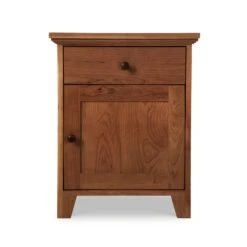 American Country 1-Drawer Nightstand With Door -HomeNest Store American Country 1 Drawer 1 Door Nightstand Natural Walnut Hinge Right