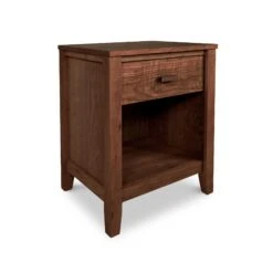Andover Modern 1-Drawer Enclosed Shelf Nightstand -HomeNest Store Andover Modern 1 Drawer Enclosed Shelf Nightstand Natural Walnut