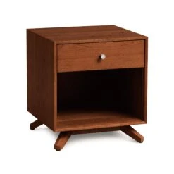 Astrid 1-Drawer Enclosed Shelf Nightstand -HomeNest Store Astrid Cherry 1 Drawer Enclosed Shelf Nightstand Cognac Cherry