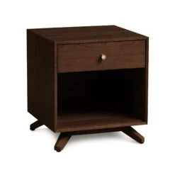 Astrid 1-Drawer Enclosed Shelf Nightstand -HomeNest Store Astrid Cherry 1 Drawer Enclosed Shelf Nightstand Smoke Cherry