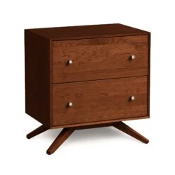 Astrid 2-Drawer Nightstand -HomeNest Store Astrid Cherry 2 Drawer Nightstand Cognac Cherry