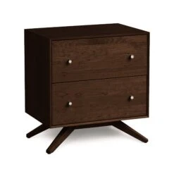 Astrid 2-Drawer Nightstand -HomeNest Store Astrid Cherry 2 Drawer Nightstand Smoke Cherry