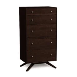 Astrid 5-Drawer Chest -HomeNest Store Astrid Cherry 5 Drawer Chest Smoke Cherry