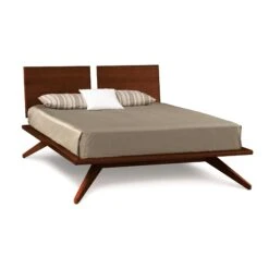 Astrid Platform Bed -HomeNest Store Astrid Cherry Platform Bed with Split Headboard Cognac Cherry