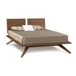 Astrid Platform Bed -HomeNest Store Astrid Cherry Platform Bed with Split Headboard Saddle Cherry
