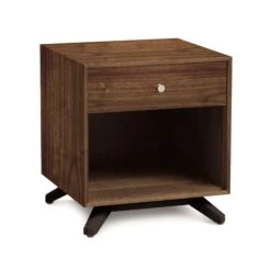 Astrid 1-Drawer Enclosed Shelf Nightstand -HomeNest Store Astrid Walnut 1 Drawer Enclosed Shelf Nightstand