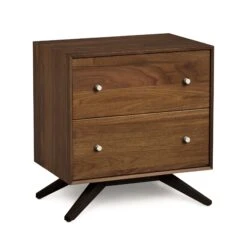 Astrid 2-Drawer Nightstand -HomeNest Store Astrid Walnut 2 Drawer Nightstand