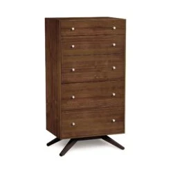 Astrid 5-Drawer Chest -HomeNest Store Astrid Walnut 5 Drawer Chest