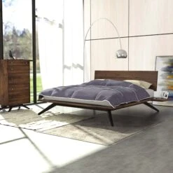 Astrid Platform Bed -HomeNest Store Astrid Walnut Platform Bed Life 1