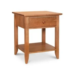 Bow Front 1-Drawer Open Shelf Nightstand -HomeNest Store Bow Front 1 Drawer Open Shelf Nightstand Natural Cherry