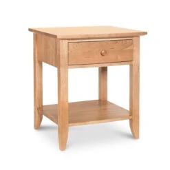 Bow Front 1-Drawer Open Shelf Nightstand -HomeNest Store Bow Front 1 Drawer Open Shelf Nightstand Natural Maple