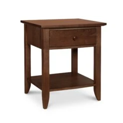 Bow Front 1-Drawer Open Shelf Nightstand -HomeNest Store Bow Front 1 Drawer Open Shelf Nightstand Natural Walnut