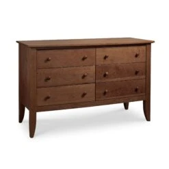 Bow Front 6-Drawer Dresser -HomeNest Store Bow Front 6 Drawer Dresser Natural Walnut