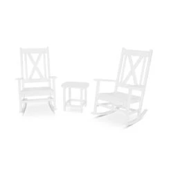 POLYWOOD Braxton 3-Piece Porch Rocking Chair Set -HomeNest Store Braxton 3 Piece Porch Rocking Chair Set PWS473 1 WH White