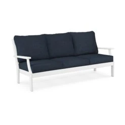POLYWOOD Braxton Deep Seating Sofa -HomeNest Store Braxton Deep Seating Sofa 4503 4503 WH145991 White Marine Indigo