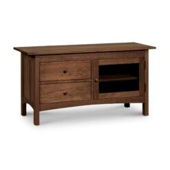 Burlington Shaker Two Drawer Media Console -HomeNest Store Burlington Shaker 2 Drawer Media Console Door Right Natural Walnut