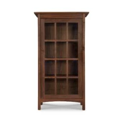 Burlington Shaker Glass Door Bookcase -HomeNest Store Burlington Shaker Glass Door Bookcase Hinge Right Natural Walnut