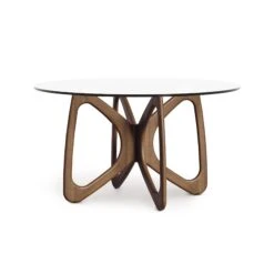 Butterfly Round Glass Top Table