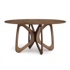 Butterfly Round Solid Top Dining Table -HomeNest Store Butterfly Round Solid Top Table 60 Inch Natural Walnut