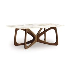 Butterfly Sintered Stone Boat Top Table -HomeNest Store Butterfly Sintered Stone Boat Top Table 42x72 Natural Walnut Macchia Vecchia