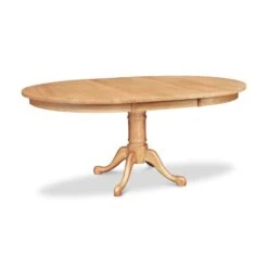 Cabriole Single Pedestal Round Extension Table -HomeNest Store Cabriole Round Extension Pedestal Table 42 Inch Natural Maple