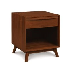 Catalina 1-Drawer Enclosed Shelf Nightstand -HomeNest Store Catalina Cherry 1 Drawer Enclosed Shelf Nightstand Cognac Cherry
