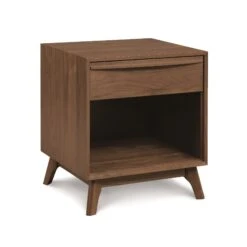 Catalina 1-Drawer Enclosed Shelf Nightstand -HomeNest Store Catalina Cherry 1 Drawer Enclosed Shelf Nightstand Saddle Cherry