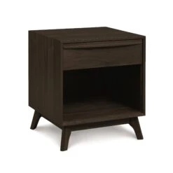 Catalina 1-Drawer Enclosed Shelf Nightstand -HomeNest Store Catalina Cherry 1 Drawer Enclosed Shelf Nightstand Smoke Cherry