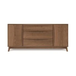 Catalina 3-Drawers, 2-Door Buffet -HomeNest Store Catalina Cherry 3 Drawer 2 Door Buffet Center Drawers Saddle Cherry