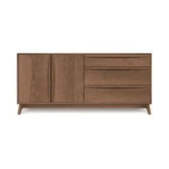 Catalina 3-Drawers, 2-Door Buffet -HomeNest Store Catalina Cherry 3 Drawer 2 Door Buffet Left Doors Saddle Cherry