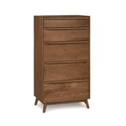 Catalina 5-Drawer Chest -HomeNest Store Catalina Cherry 5 Drawer Narrow Chest Saddle Cherry