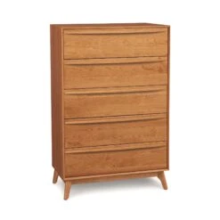 Catalina 5-Drawer Wide Chest -HomeNest Store Catalina Cherry 5 Drawer Wide Chest Natural Cherry