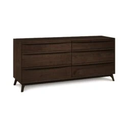Catalina 6-Drawer Dresser -HomeNest Store Catalina Cherry 6 Drawer Dresser Smoke Cherry