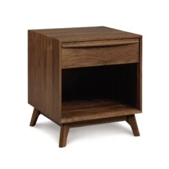 Catalina 1-Drawer Enclosed Shelf Nightstand -HomeNest Store Catalina Walnut 1 Drawer Enclosed Shelf Nightstand