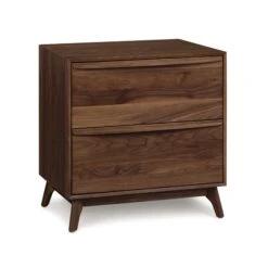 Catalina 2-Drawer Nightstand -HomeNest Store Catalina Walnut 2 Drawer Nightstand