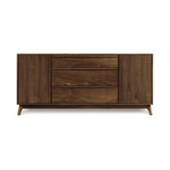 Catalina 3-Drawers, 2-Door Buffet -HomeNest Store Catalina Walnut 3 Drawer 2 Door Buffet Center Drawers