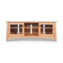 Cherry Moon 68" TV Console -HomeNest Store Cherry Moon Large 68 Inch TV Stand Glass Doors Natural Maple