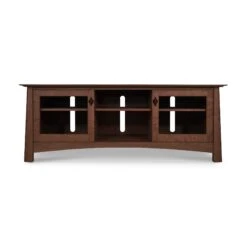 Cherry Moon 68" TV Console -HomeNest Store Cherry Moon Large 68 Inch TV Stand Glass Doors Natural Walnut