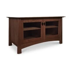 Cherry Moon 49" TV-Media Console -HomeNest Store Cherry Moon Small 49 Inch TV Stand Glass Doors Natural Walnut