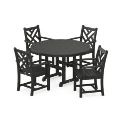 POLYWOOD Chippendale 5-Piece Dining Set -HomeNest Store Chippendale 5 Piece Dining Set PWS122 1 BL Black