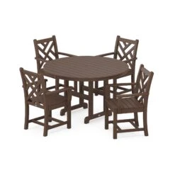 POLYWOOD Chippendale 5-Piece Dining Set -HomeNest Store Chippendale 5 Piece Dining Set PWS122 1 MA Mahogany