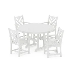 POLYWOOD Chippendale 5-Piece Dining Set -HomeNest Store Chippendale 5 Piece Dining Set PWS122 1 WH White