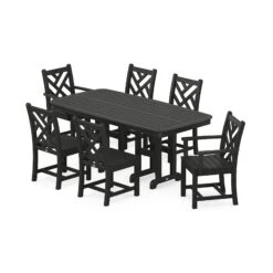 POLYWOOD Chippendale 7-Piece Dining Set -HomeNest Store Chippendale 7 Piece Dining Set PWS121 1 BL Black