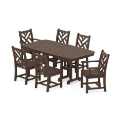 POLYWOOD Chippendale 7-Piece Dining Set -HomeNest Store Chippendale 7 Piece Dining Set PWS121 1 MA Mahogany