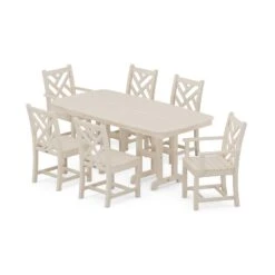 POLYWOOD Chippendale 7-Piece Dining Set -HomeNest Store Chippendale 7 Piece Dining Set PWS121 1 SA Sand
