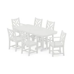 POLYWOOD Chippendale 7-Piece Dining Set -HomeNest Store Chippendale 7 Piece Dining Set PWS121 1 WH White