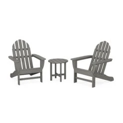 POLYWOOD Classic Adirondack 3-Piece Set -HomeNest Store Classic Adirondack 3 Piece Set PWS417 1 GY Slate Grey