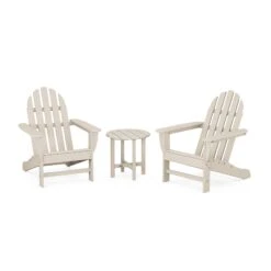 POLYWOOD Classic Adirondack 3-Piece Set -HomeNest Store Classic Adirondack 3 Piece Set PWS417 1 SA Sand
