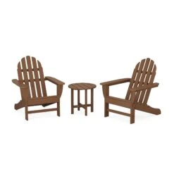 POLYWOOD Classic Adirondack 3-Piece Set -HomeNest Store Classic Adirondack 3 Piece Set PWS417 1 TE Teak