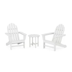 POLYWOOD Classic Adirondack 3-Piece Set -HomeNest Store Classic Adirondack 3 Piece Set PWS417 1 WH White